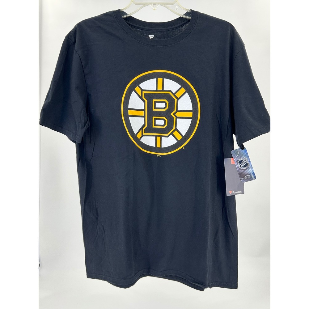 Fanatics Boston Bruins NHL T-Shirt Mens Large Black Short Sleeve Spoked B Logo